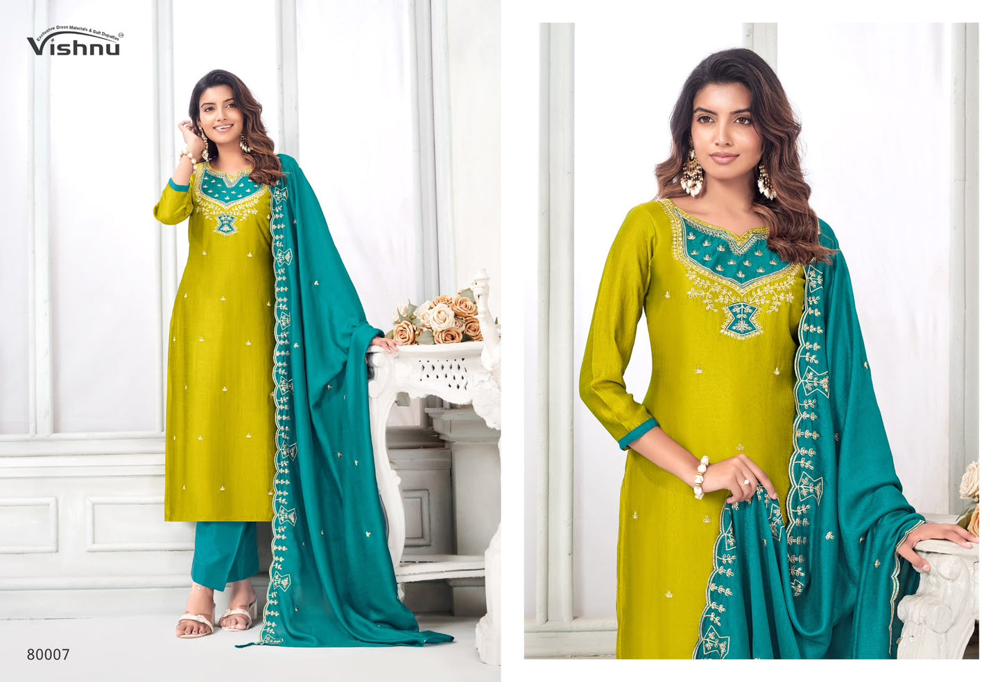 Mahika Vishnu Impex Vichitra Silk Pant Style Suits Exporter