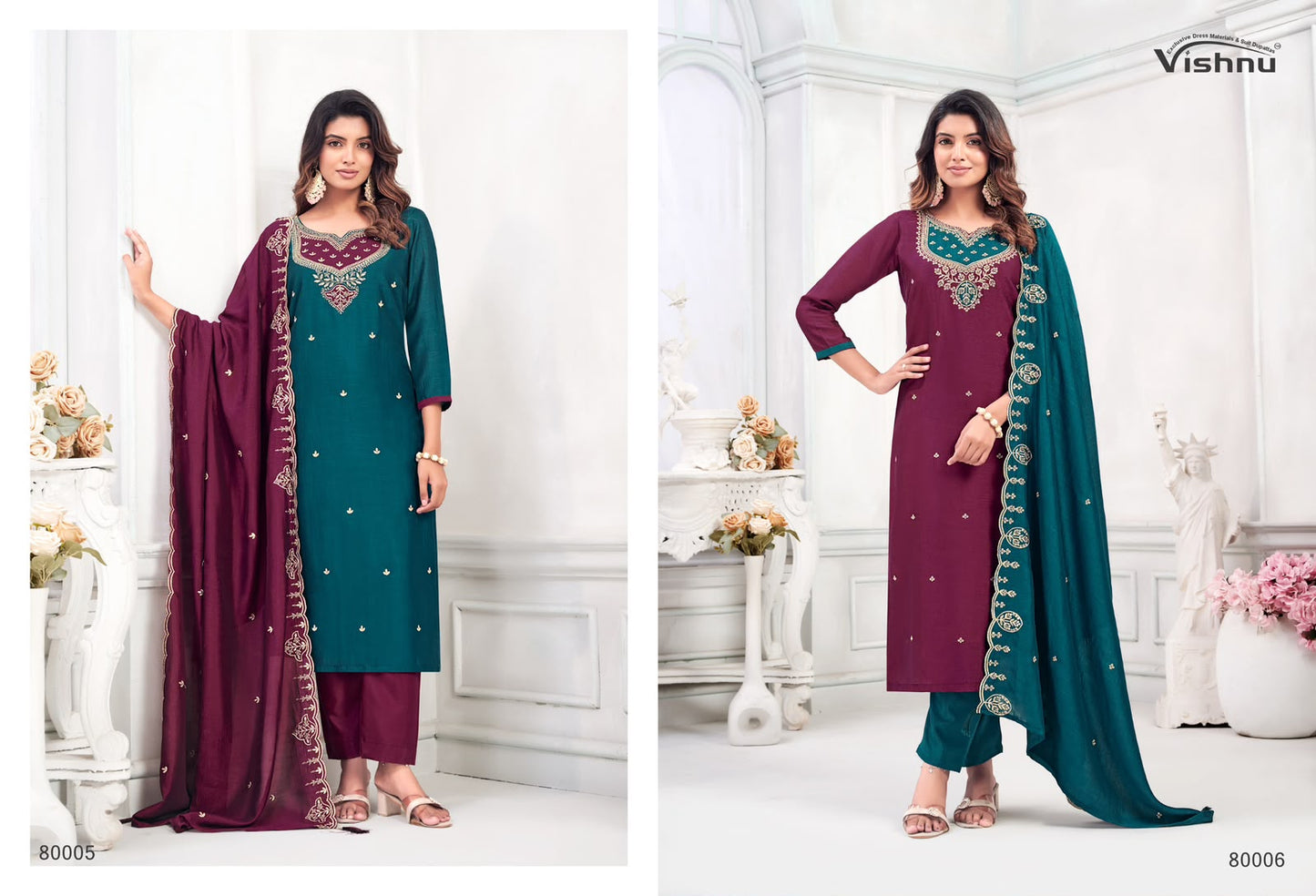 Mahika Vishnu Impex Vichitra Silk Pant Style Suits Exporter