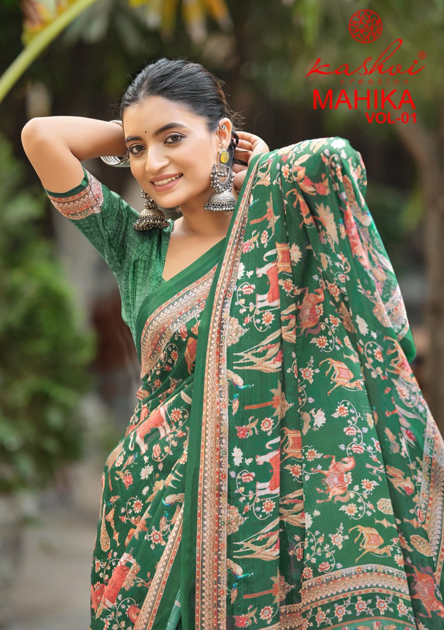 Mahika Vol 1 Kashvi Creation Chiffon Sarees Manufacturer India