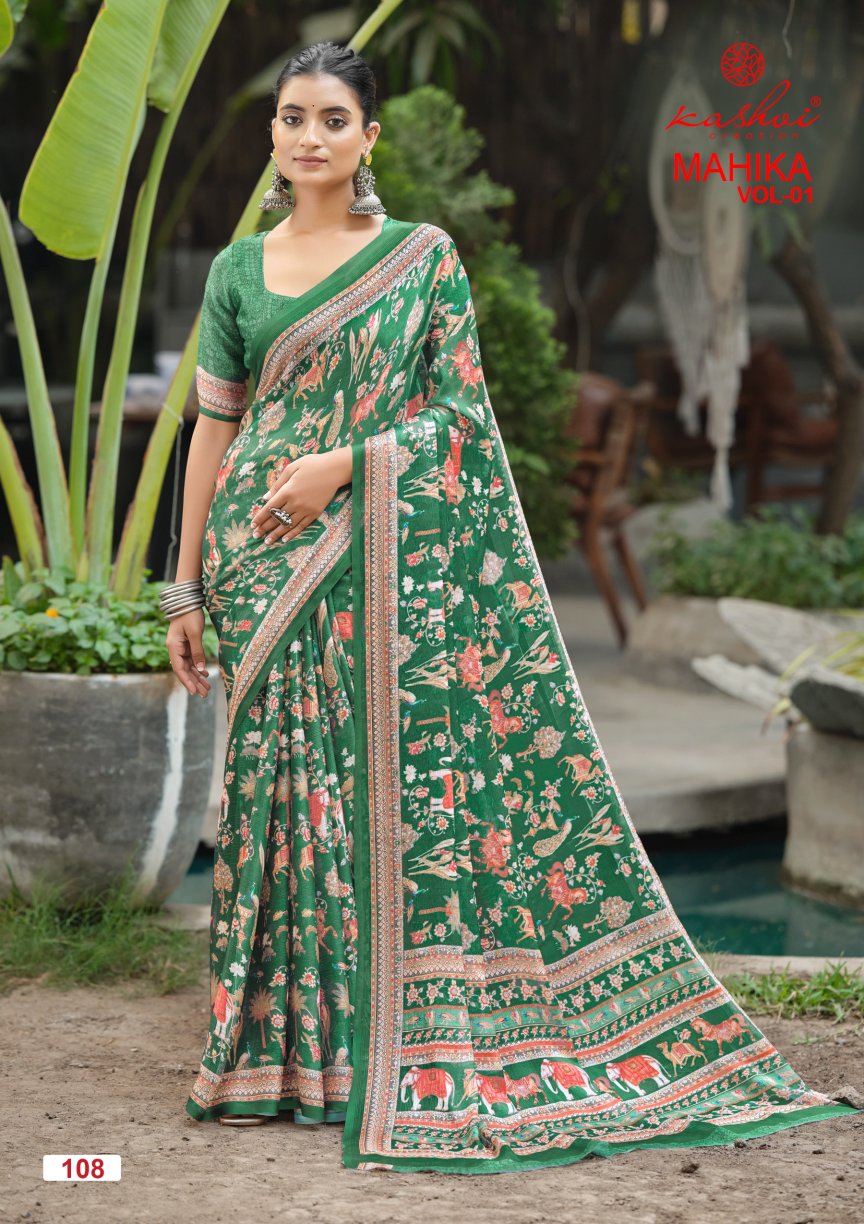 Mahika Vol 1 Kashvi Creation Chiffon Sarees Manufacturer India