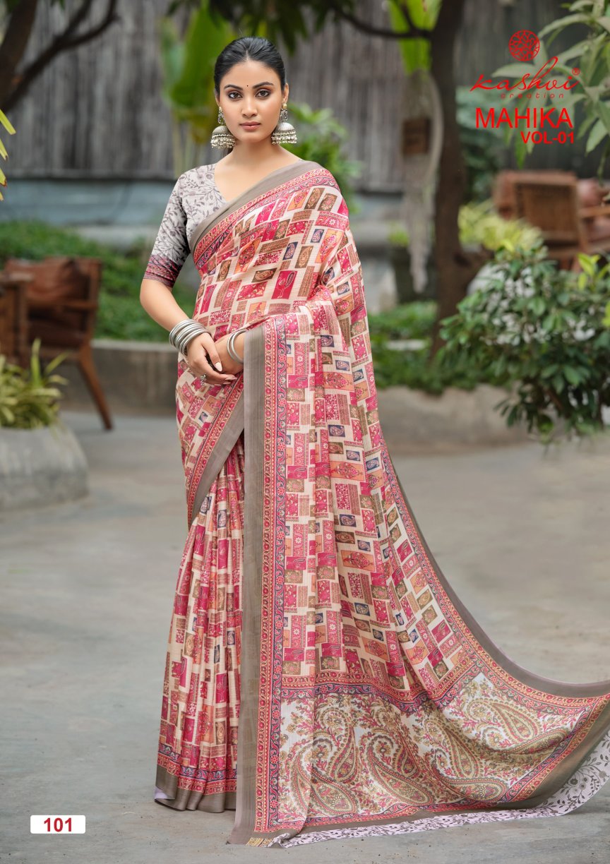 Mahika Vol 1 Kashvi Creation Chiffon Sarees Manufacturer India