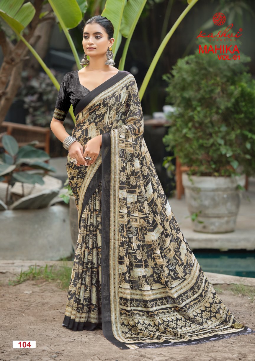 Mahika Vol 1 Kashvi Creation Chiffon Sarees Manufacturer India