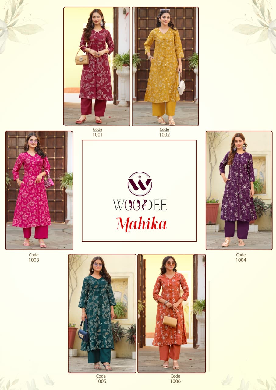 Mahika Woodee Viscose Kurti Pant Set Exporter Ahmedabad