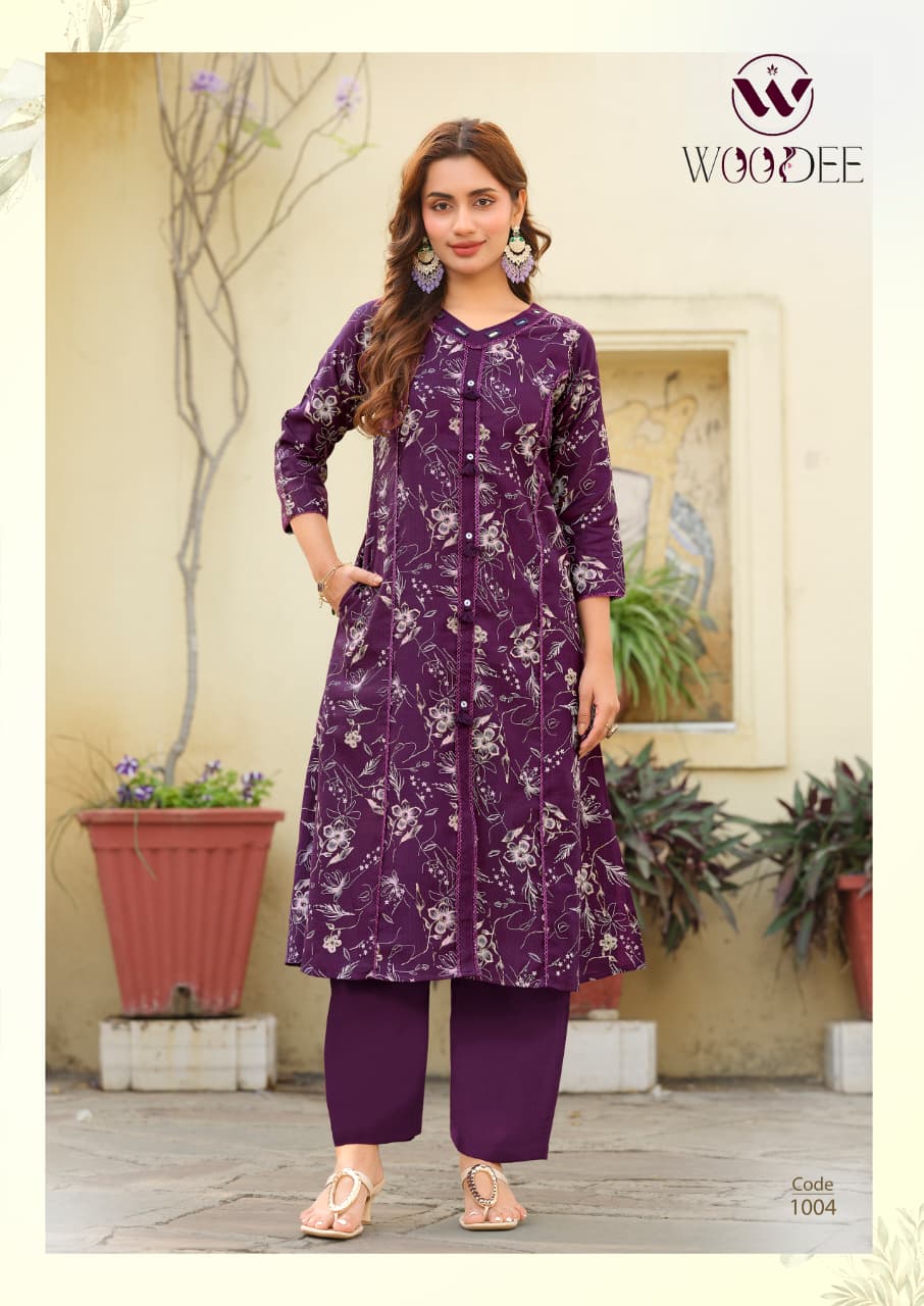 Mahika Woodee Viscose Kurti Pant Set Exporter Ahmedabad