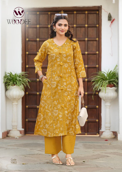 Mahika Woodee Viscose Kurti Pant Set Exporter Ahmedabad