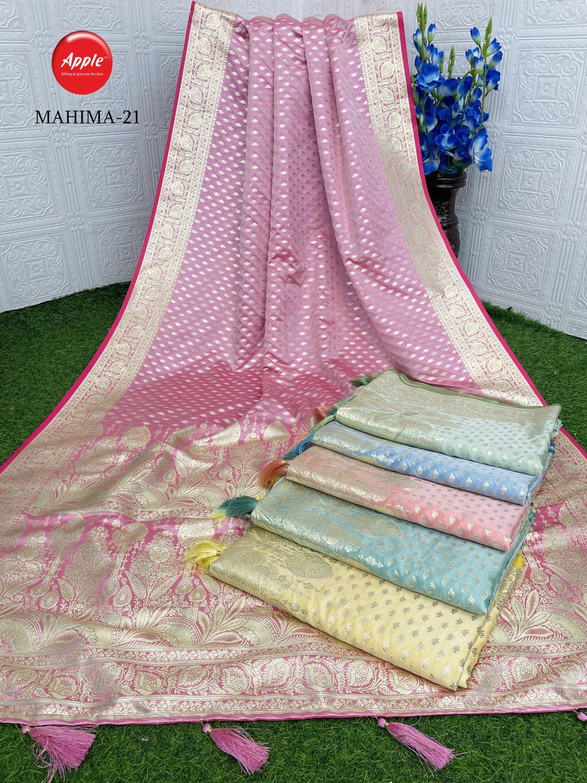 Mahima Apple Super Satin Sarees Supplier Gujarat