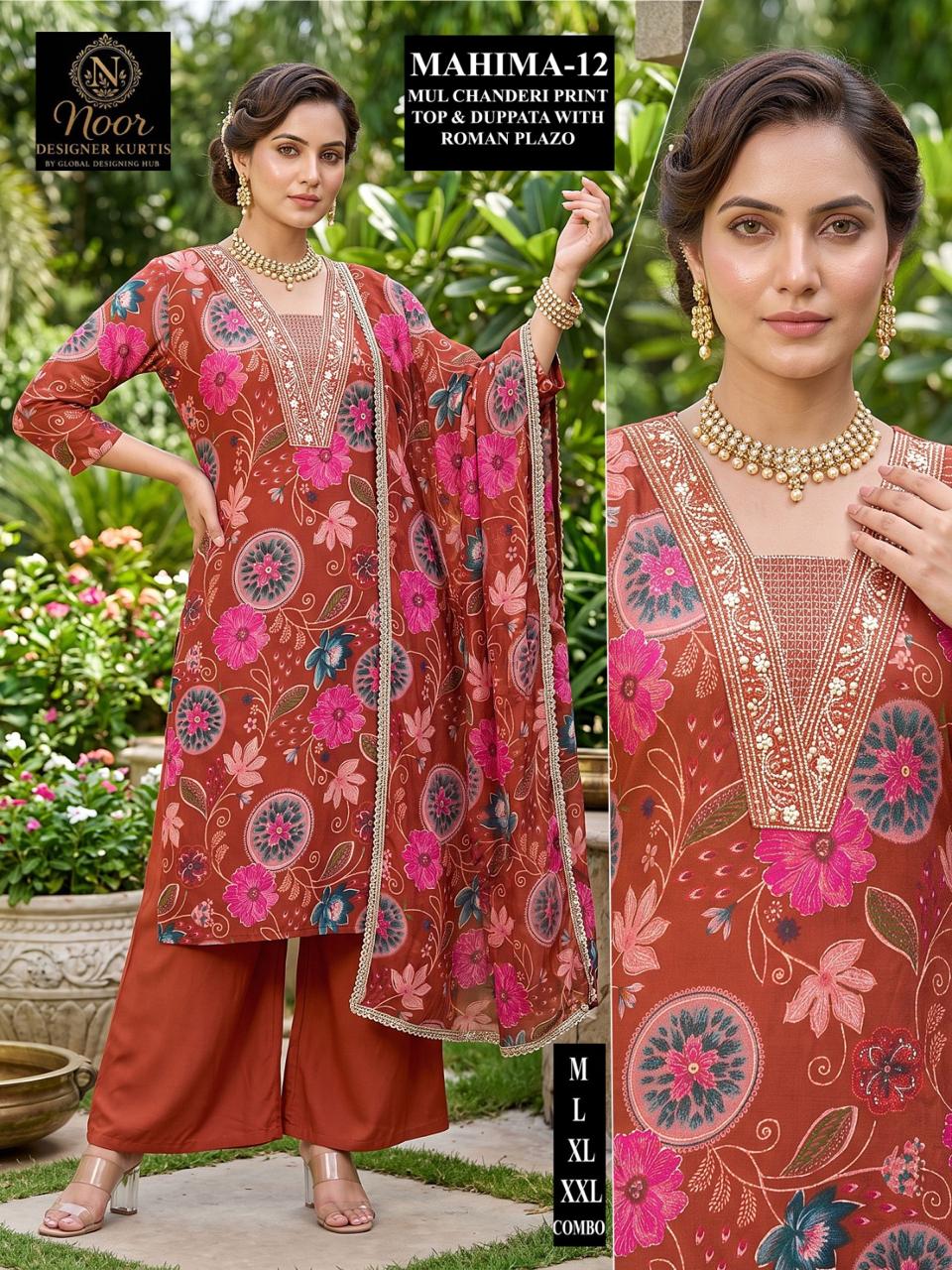 Mahima Globe Chanderi Readymade Plazzo Style Suits Manufacturer Ahmedabad