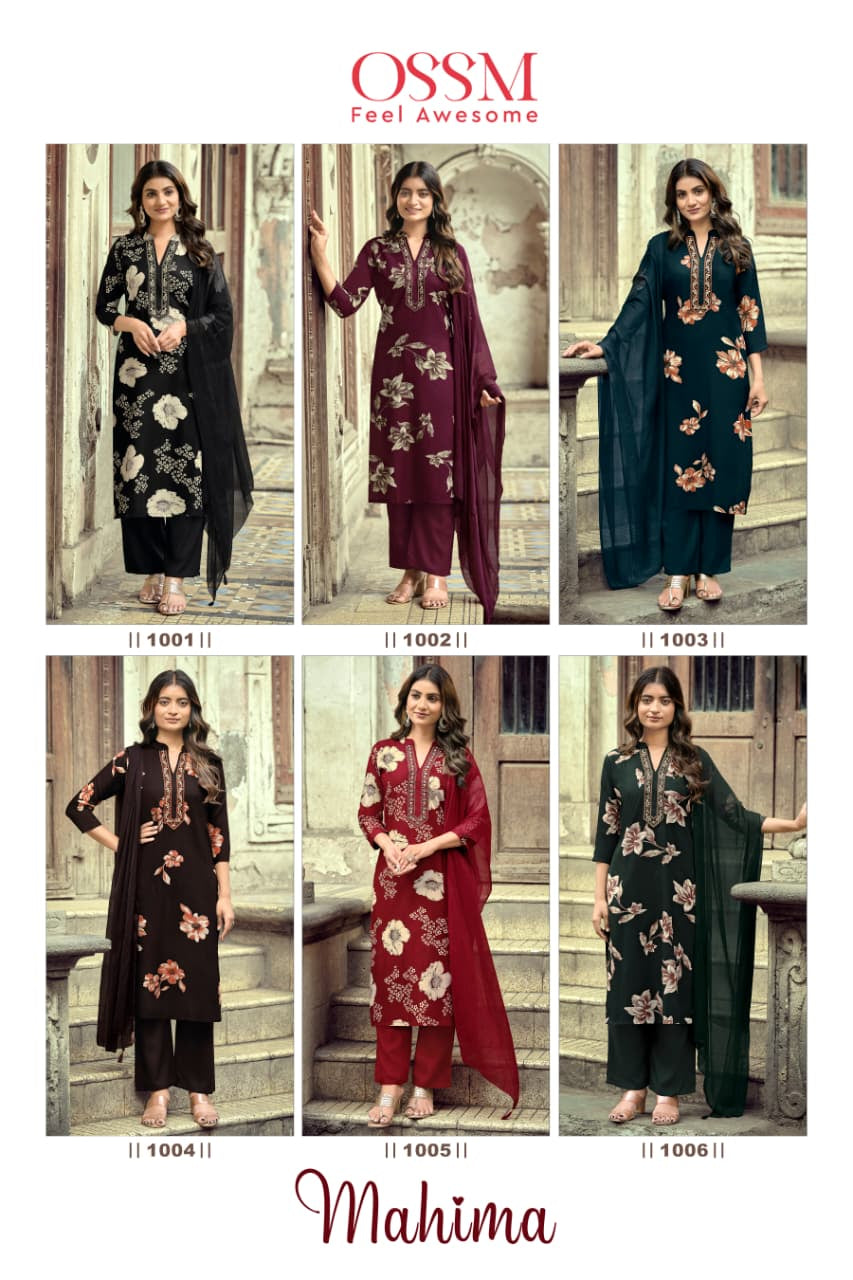 Mahima Ossm Rayon 22Kg Readymade Pant Style Suits Supplier India