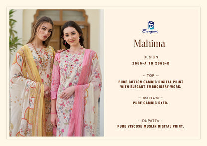 Mahima Sargam Prints Cambric Pant Style Suits Wholesale