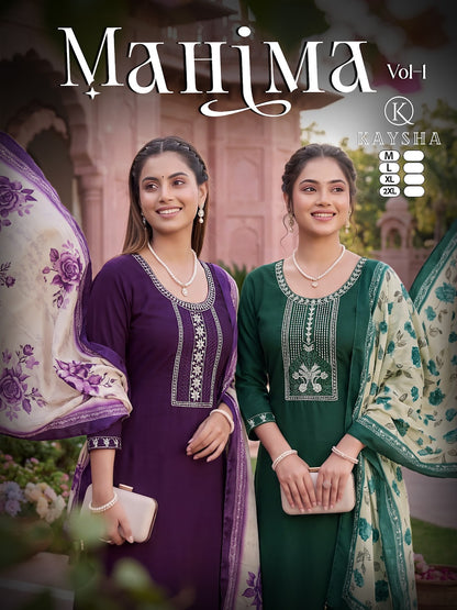 Mahima Vol 1 Kysa Silk Readymade Pant Style Suits Wholesale Rate