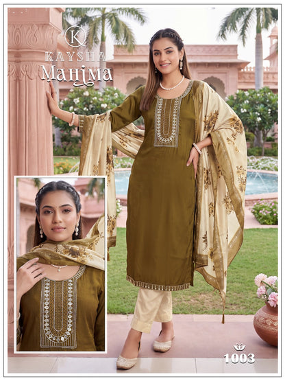 Mahima Vol 1 Kysa Silk Readymade Pant Style Suits Wholesale Rate