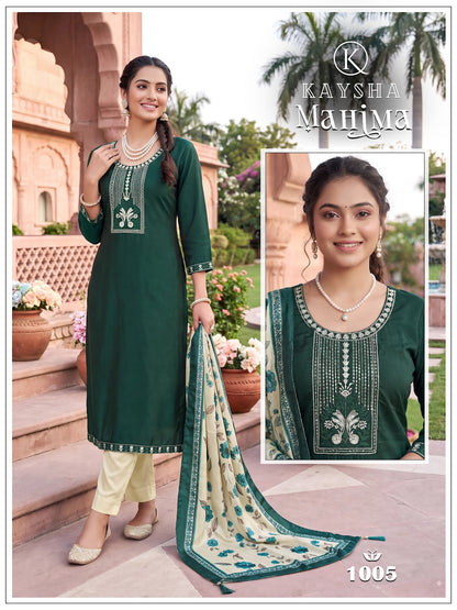 Mahima Vol 1 Kysa Silk Readymade Pant Style Suits Wholesale Rate