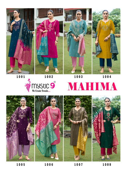 Mahima Vol 1 Mystic 9 Roman Silk Readymade Pant Style Suits Manufacturer India