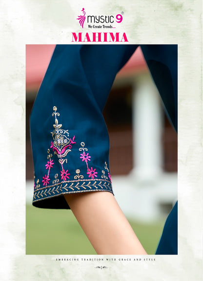 Mahima Vol 1 Mystic 9 Roman Silk Readymade Pant Style Suits Manufacturer India