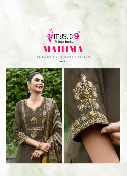 Mahima Vol 1 Mystic 9 Roman Silk Readymade Pant Style Suits Manufacturer India
