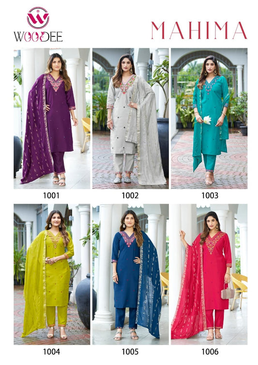 Mahima Woodee Gadwal Readymade Pant Style Suits Wholesaler Ahmedabad