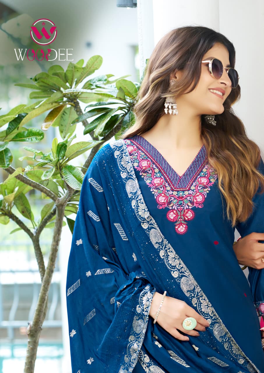 Mahima Woodee Gadwal Readymade Pant Style Suits Wholesaler Ahmedabad