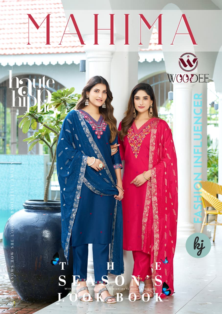 Mahima Woodee Gadwal Readymade Pant Style Suits Wholesaler Ahmedabad