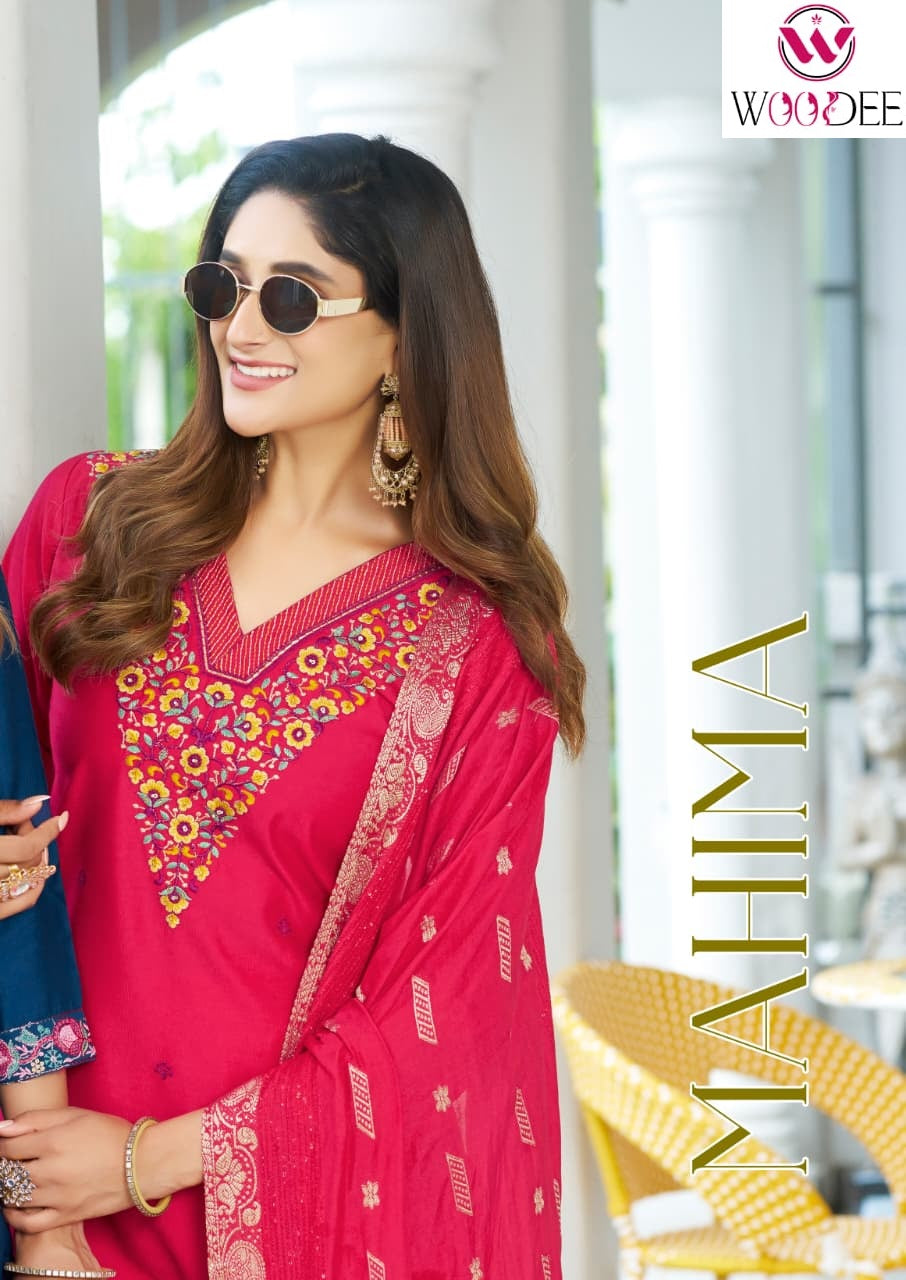 Mahima Woodee Gadwal Readymade Pant Style Suits Wholesaler Ahmedabad