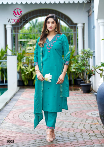 Mahima Woodee Gadwal Readymade Pant Style Suits Wholesaler Ahmedabad