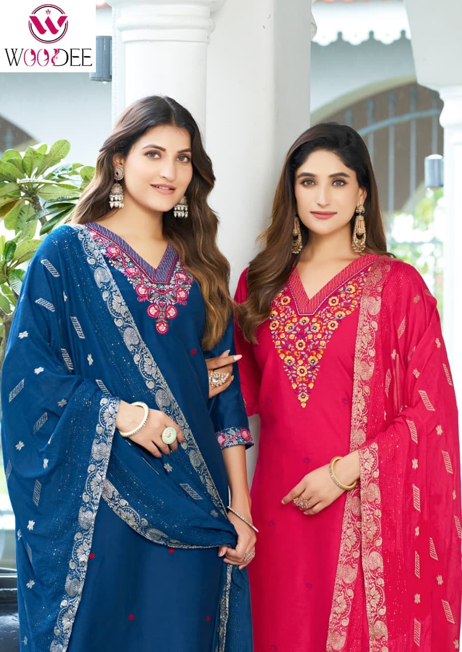 Mahima Woodee Gadwal Readymade Pant Style Suits Wholesaler Ahmedabad