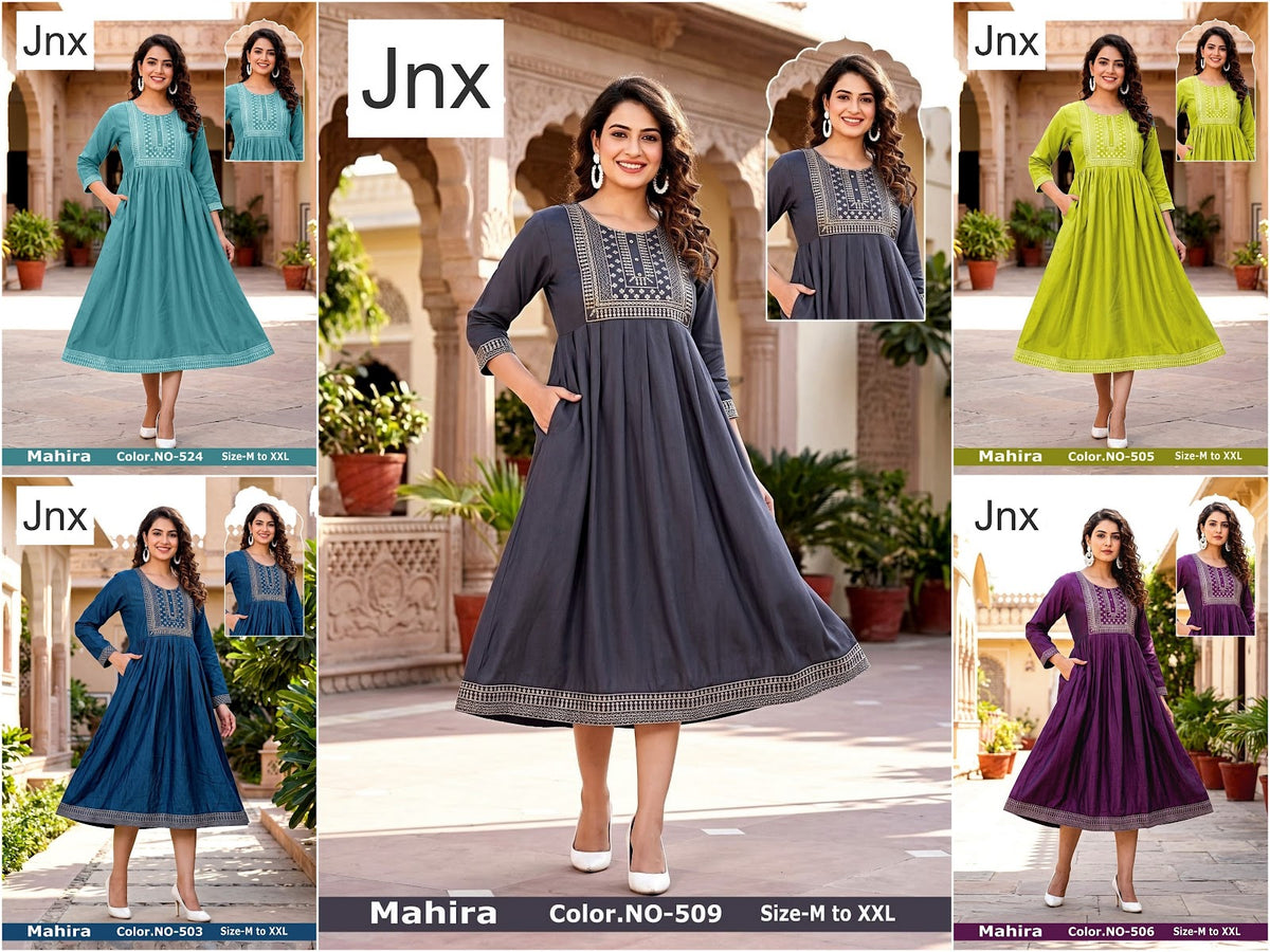 Mahira Jnx Vertican Anarkali Kurtis Wholesaler Ahmedabad