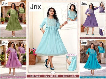 Mahira Jnx Vertican Anarkali Kurtis Wholesaler Ahmedabad