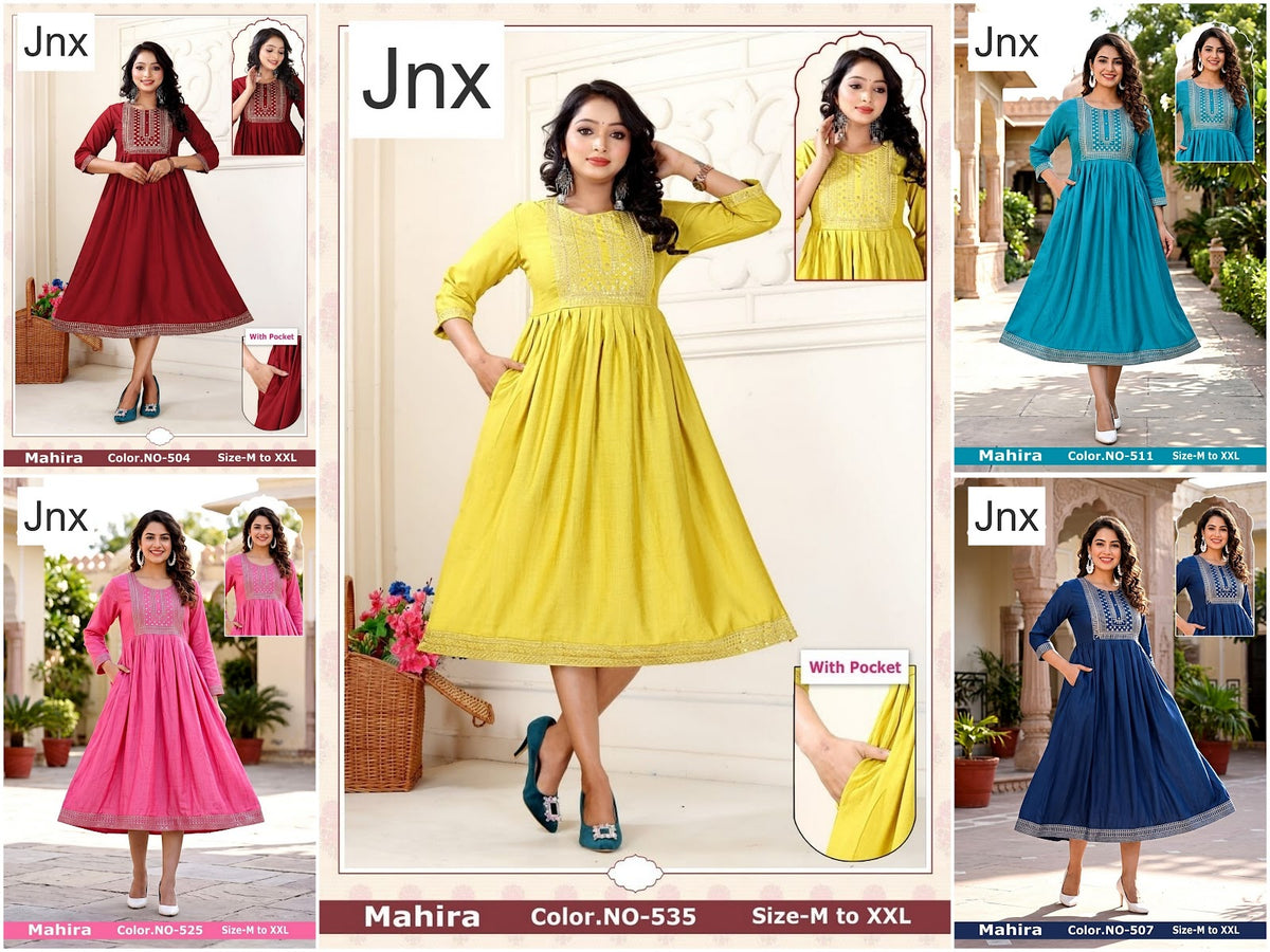 Mahira Jnx Vertican Anarkali Kurtis Wholesaler Ahmedabad