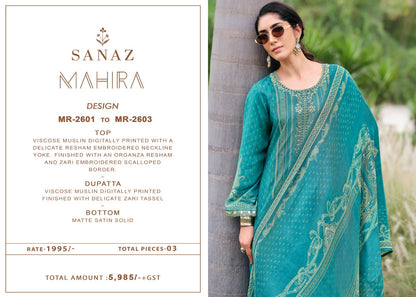Mahira Sanaz Viscose Muslin Pant Style Suits Wholesaler India