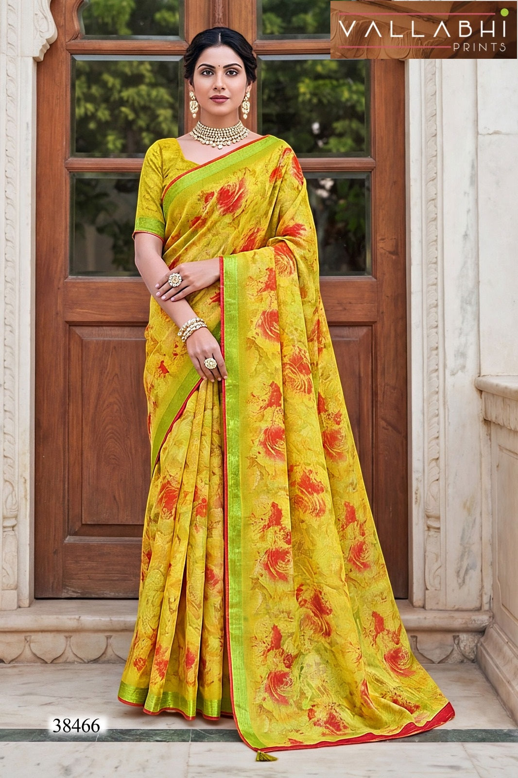 Mahisuta Vallabhi Prints Dull Moss Sarees Wholesaler Ahmedabad