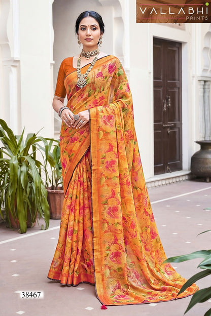 Mahisuta Vallabhi Prints Dull Moss Sarees Wholesaler Ahmedabad