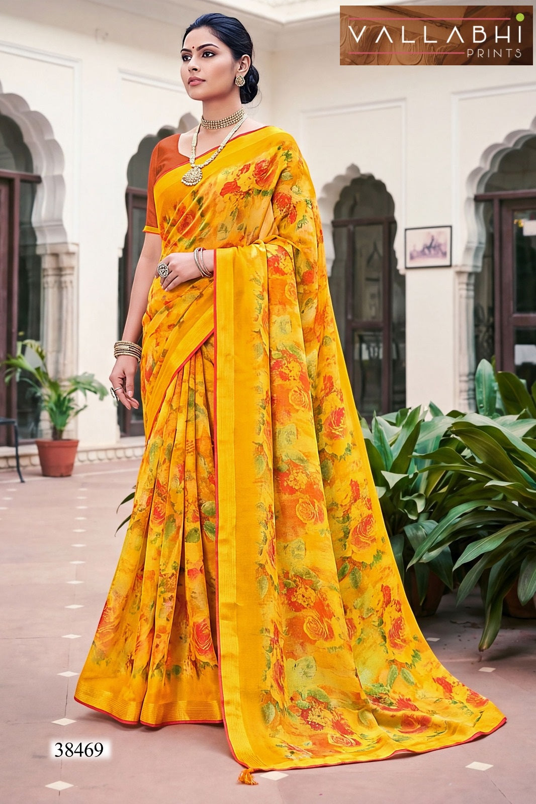Mahisuta Vallabhi Prints Dull Moss Sarees Wholesaler Ahmedabad