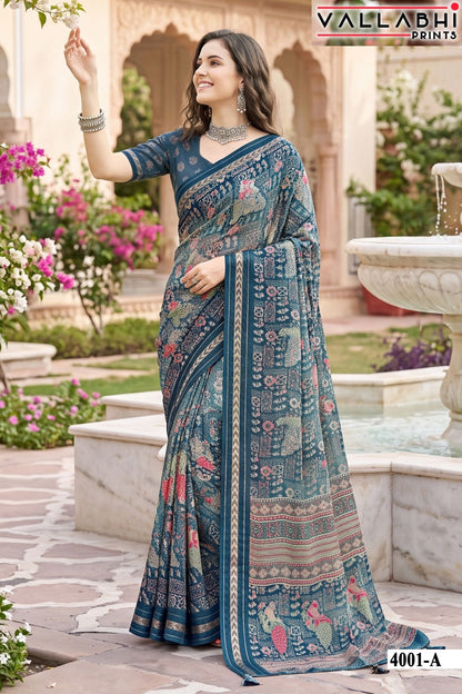 Mahisuta Vol 4 Vallabhi Prints Moss Sarees Manufacturer Ahmedabad