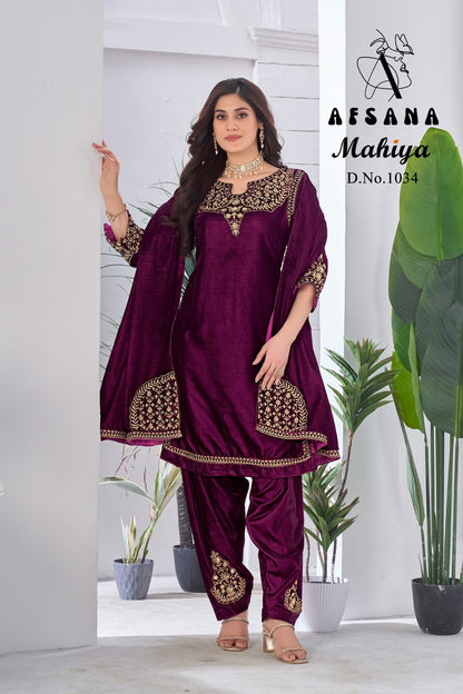 Mahiya 1034 Afsana Readymade Velvet Suits Exporter Ahmedabad