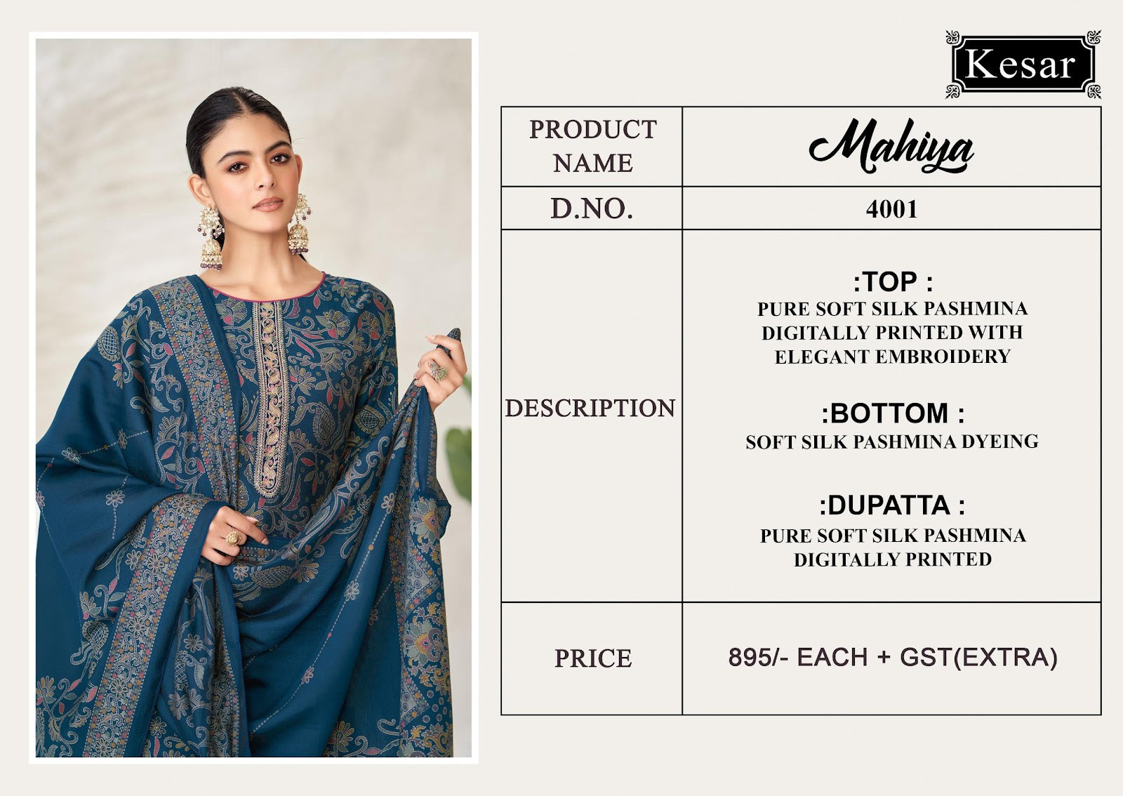 Mahiya Kesar Pashmina Suits Wholesaler