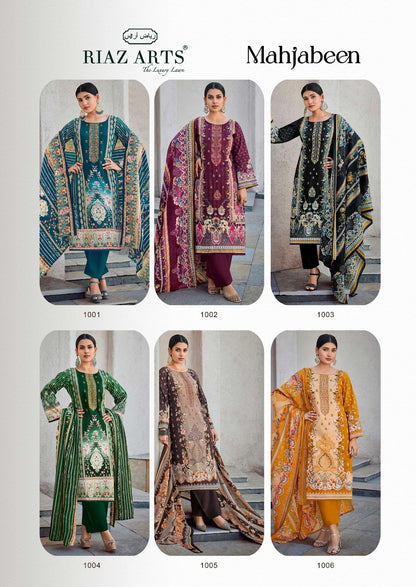 Mahjabeen Riaz Art Cambric Lawn Karachi Salwar Suits Exporter Gujarat