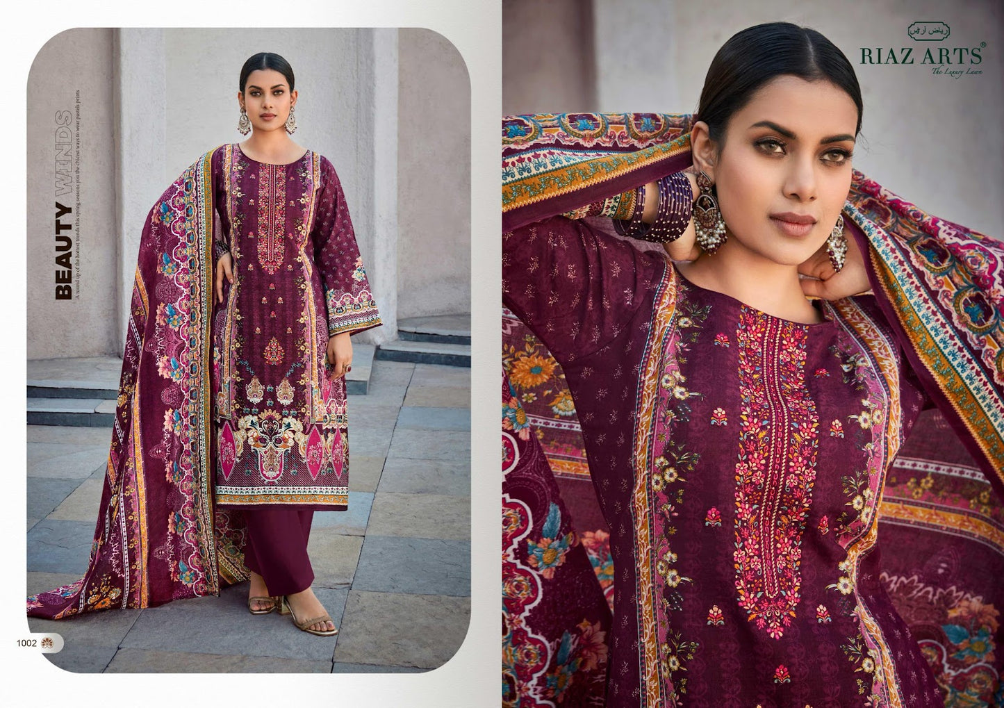 Mahjabeen Riaz Art Cambric Lawn Karachi Salwar Suits Exporter Gujarat