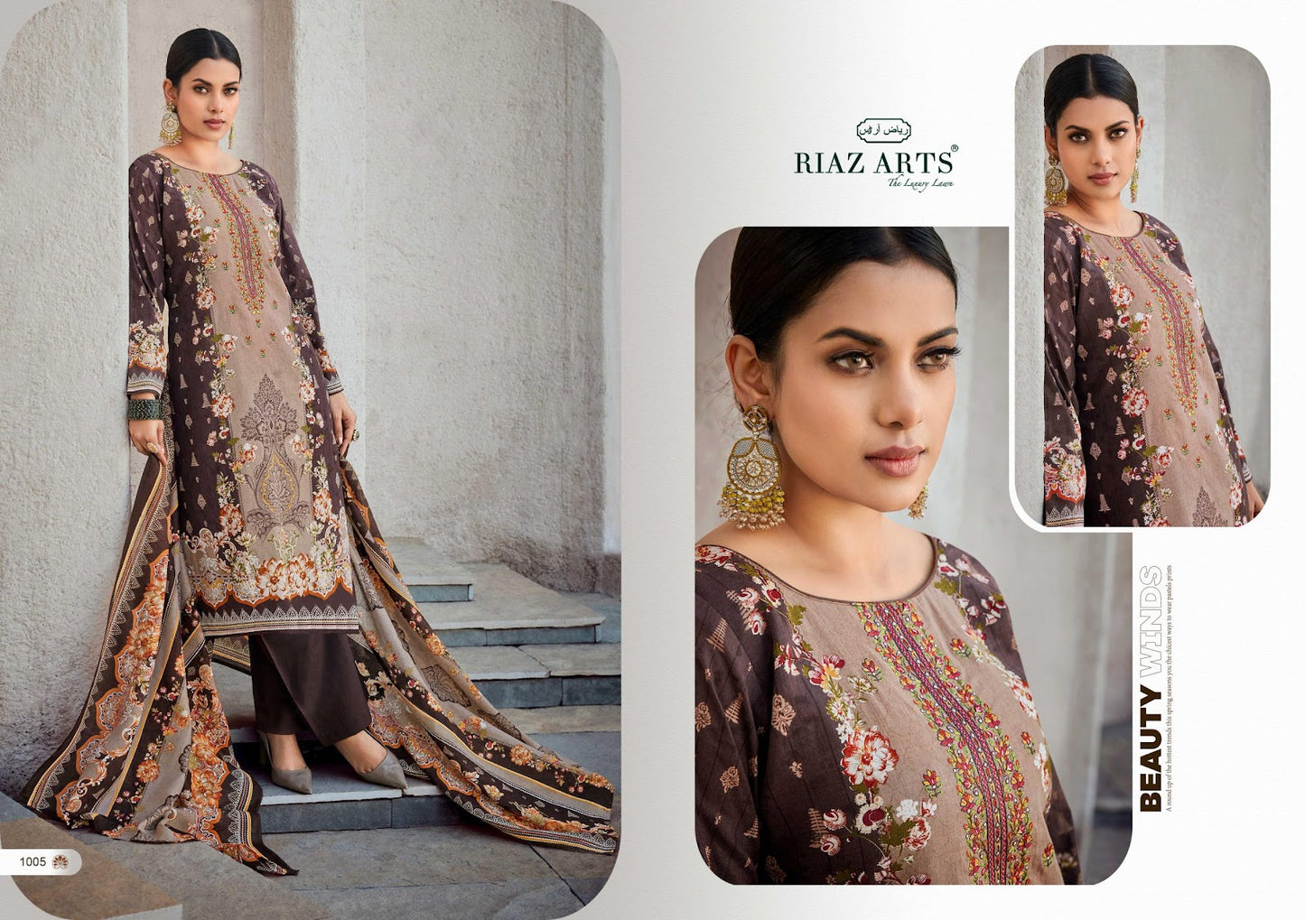 Mahjabeen Riaz Art Cambric Lawn Karachi Salwar Suits Exporter Gujarat