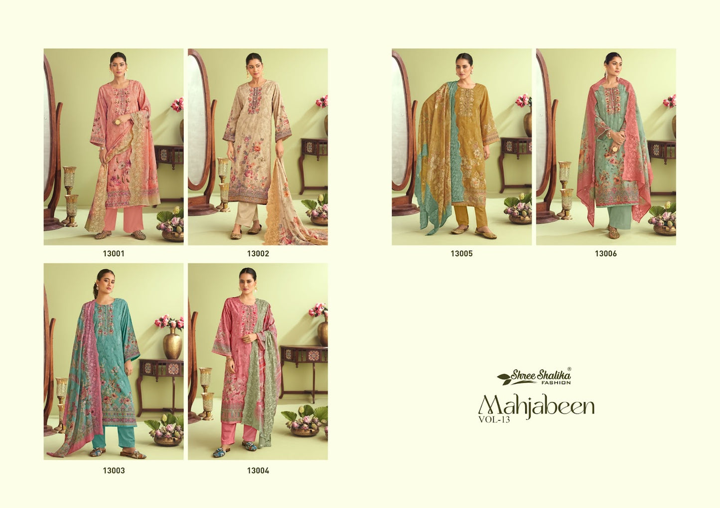 Mahjabeen Vol 13 Shree Shalika Fashion Cotton Lawn Karachi Salwar Suits Manufacturer Gujarat