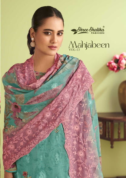 Mahjabeen Vol 13 Shree Shalika Fashion Cotton Lawn Karachi Salwar Suits Manufacturer Gujarat