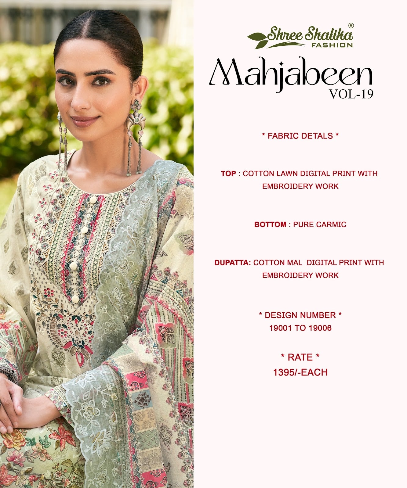 Mahjabeen Vol 19 Shree Shalika Fashion Cotton Lawn Pant Style Suits Wholesaler