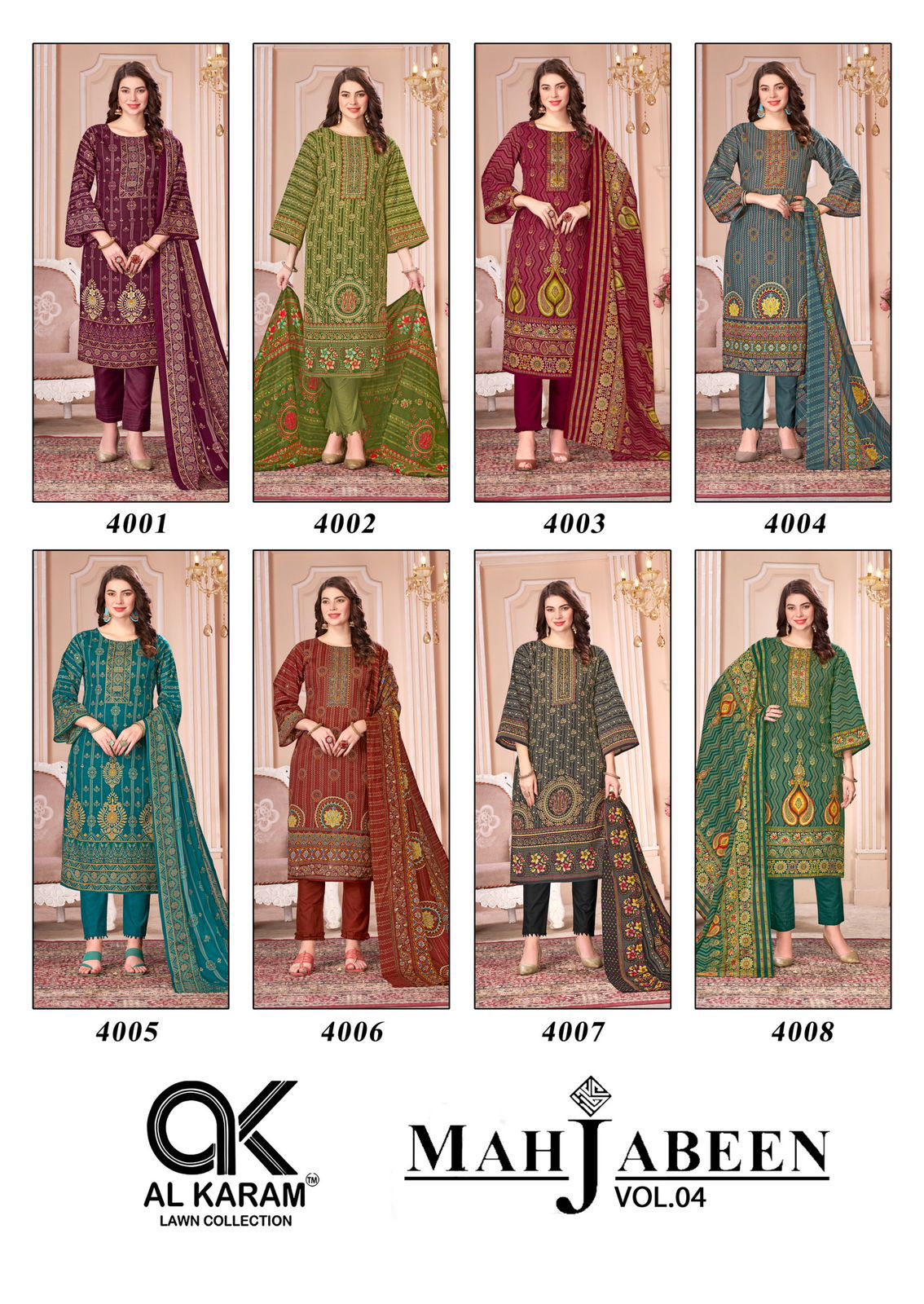 Mahjabeen Vol 4 Al Karam Cotton Karachi Salwar Suits Exporter