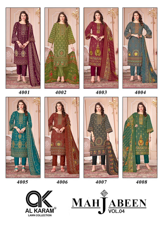 Mahjabeen Vol 4 Al Karam Cotton Karachi Salwar Suits Exporter