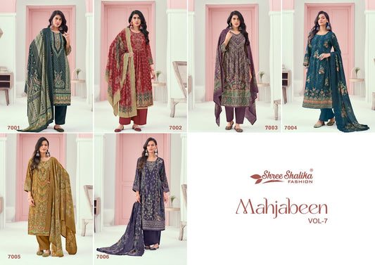 Mahjabeen Vol 7 Shree Shalika Fashion Cotton Lawn Pant Style Suits Manufacturer Ahmedabad
