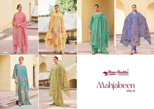 Mahjabeen Vol 9 Shree Shalika Fashion Cotton Lawn Pant Style Suits Manufacturer Ahmedabad