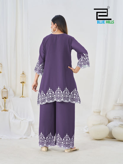 Mahnoor Blue Hills Georgette Readymade Plazzo Style Suits Exporter Gujarat
