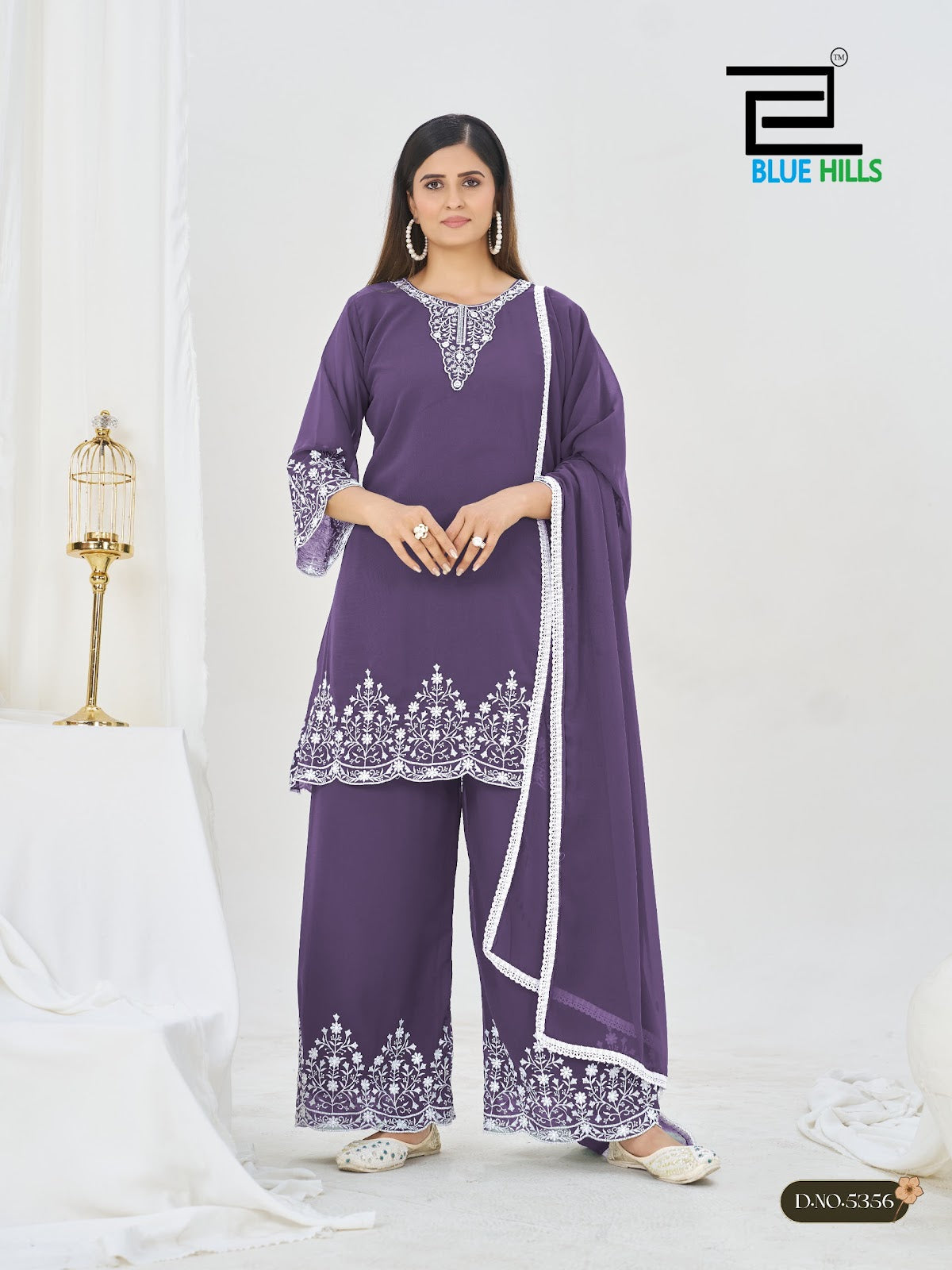 Mahnoor Blue Hills Georgette Readymade Plazzo Style Suits Exporter Gujarat