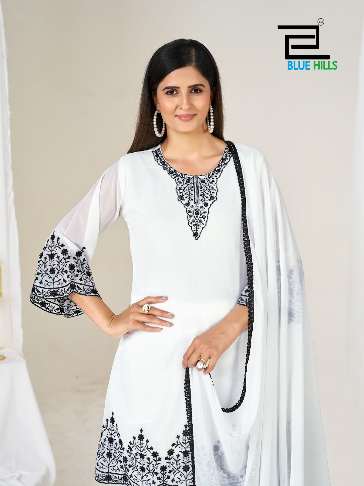Mahnoor Bw Blue Hills Georgette Readymade Plazzo Style Suits Wholesale