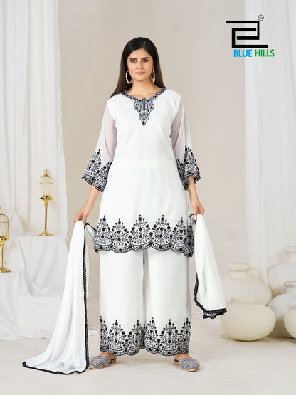 Mahnoor Bw Blue Hills Georgette Readymade Plazzo Style Suits Wholesale