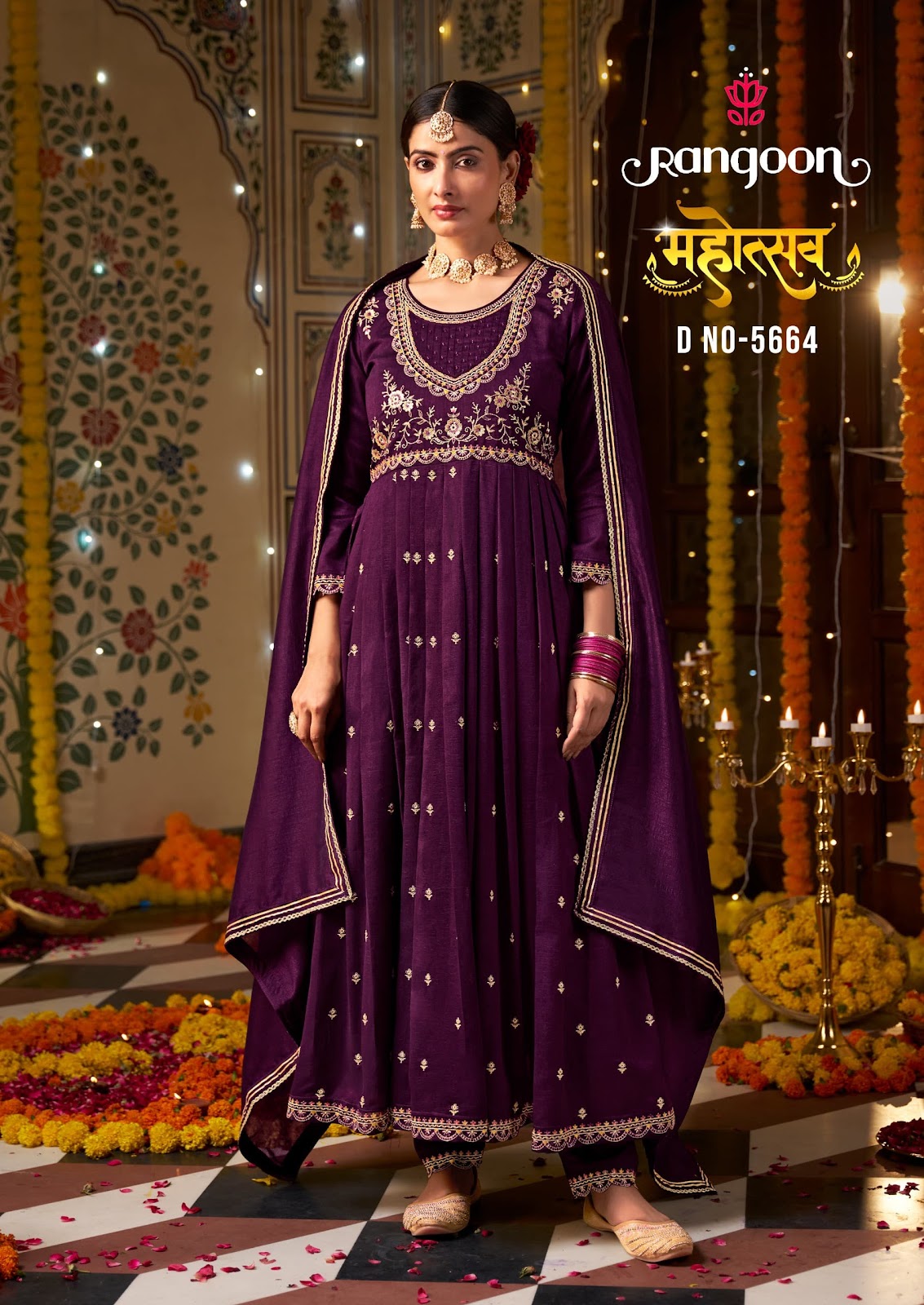 Mahotsav Rangoon Silk Readymade Anarkali Suits Wholesale Price